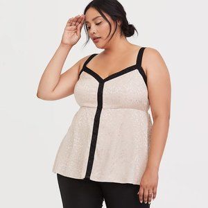 Torrid Jacquard Leopard Button BabyDoll Cami Tan with Black, Size 3 GUC